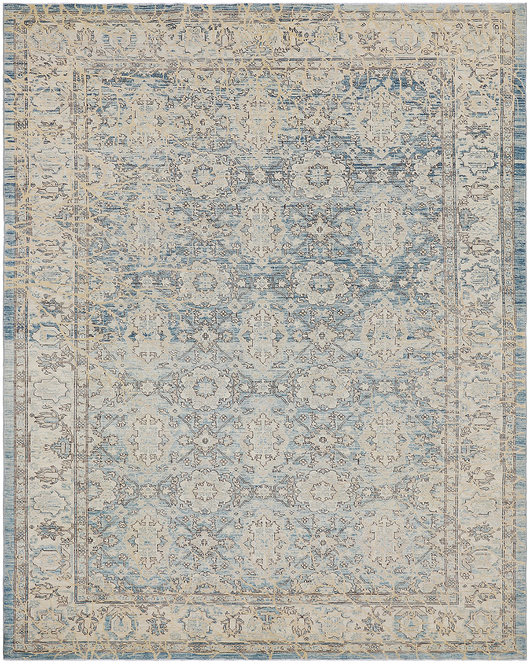 6x8 Ariana Agra Blue and Ivory Traditional Rug