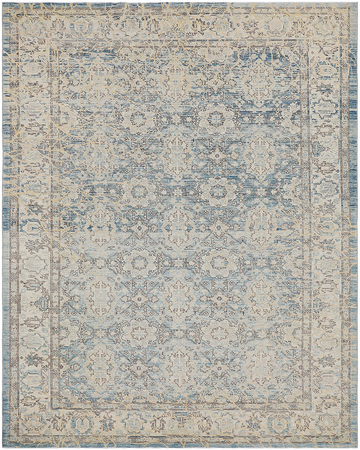 6x8 Ariana Agra Blue and Ivory Traditional Rug