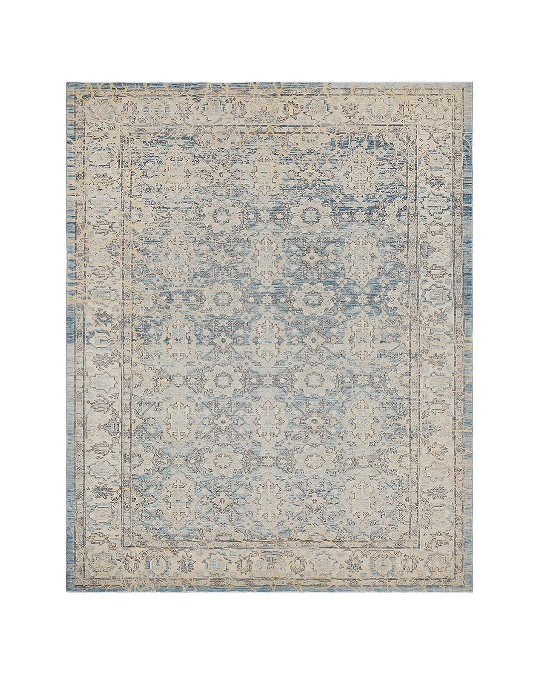 6x8 Ariana Agra Blue and Ivory Traditional Rug
