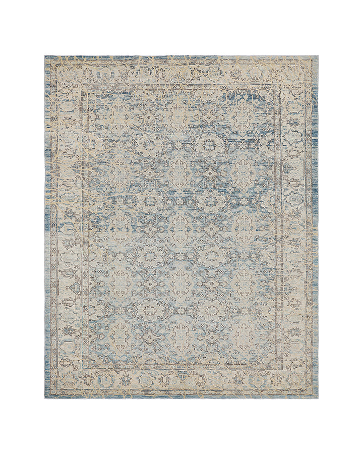 6x8 Ariana Agra Blue and Ivory Traditional Rug
