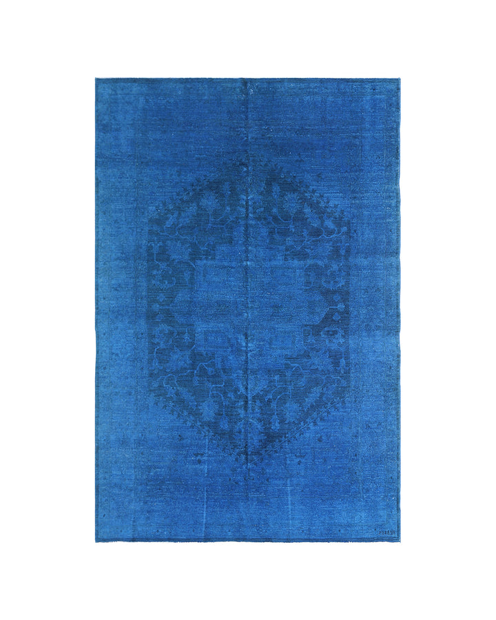 6'x8' Hand-Knotted Afghan Overdyed Rug | Blue Persian Design | Ariana Rugs