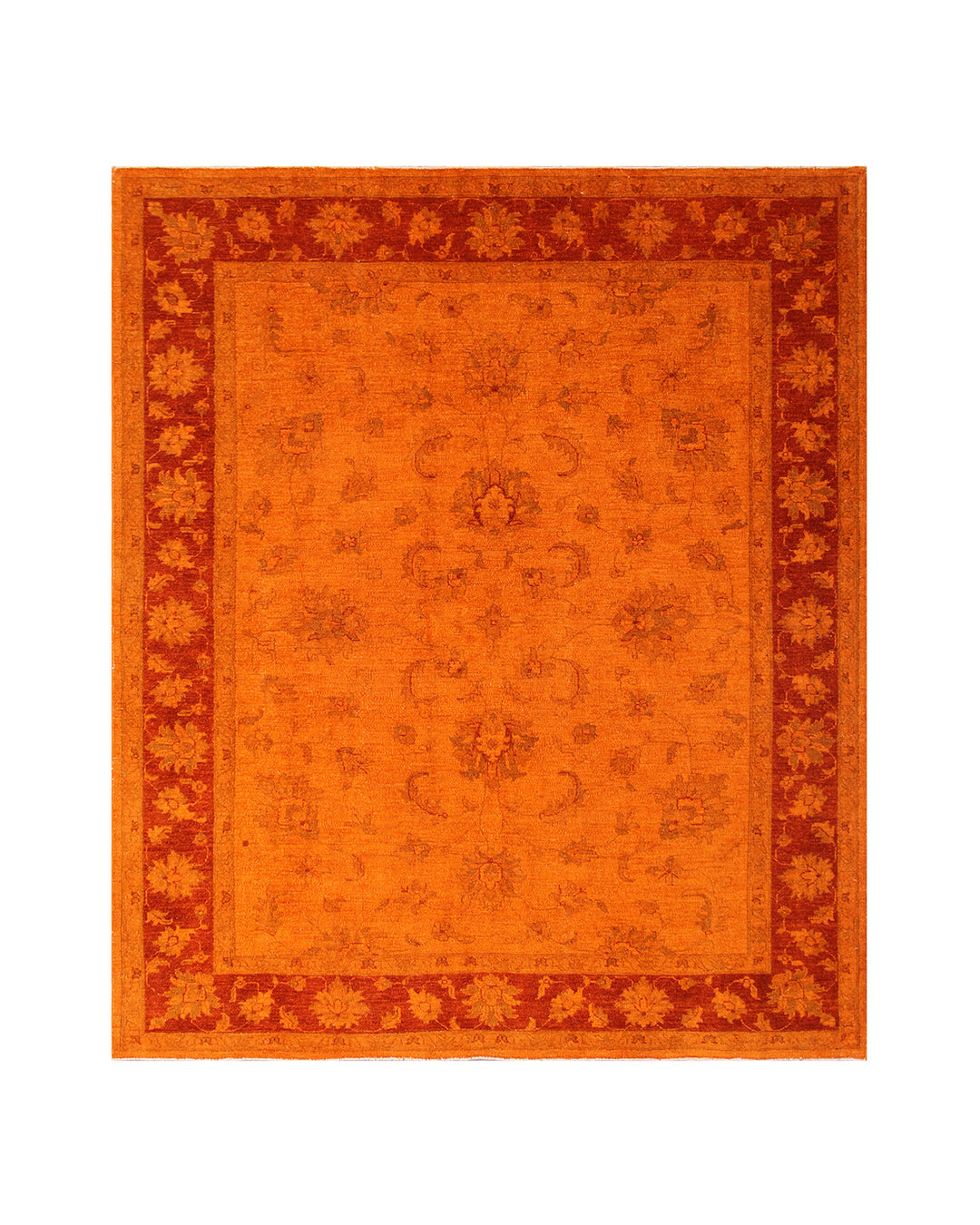 6'x8' Orange Persian Design Ariana Overdyed Rug