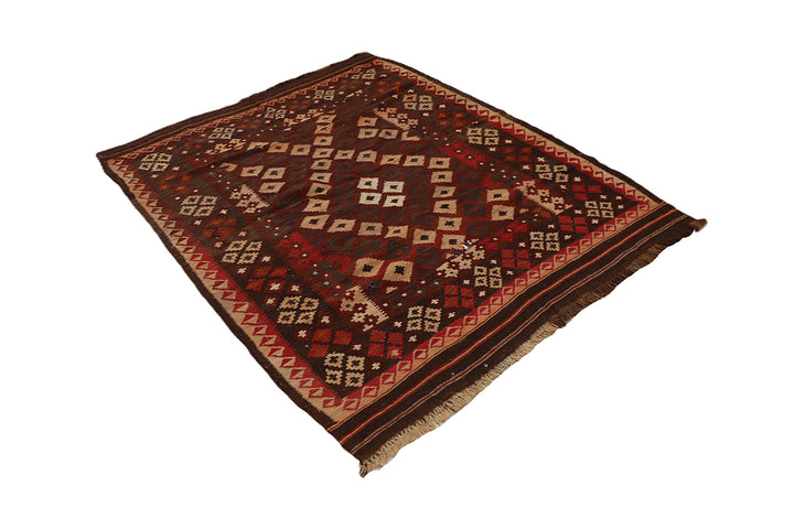 Decorative rug with geometric pattern on a white background