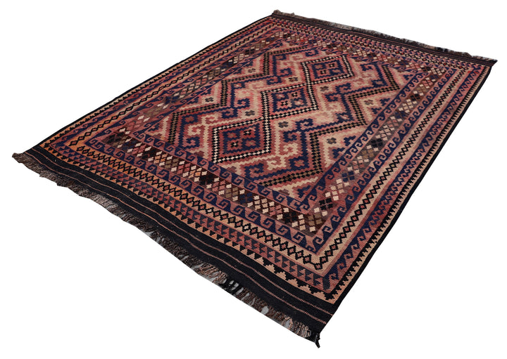6'x8' Vintage Afghan Maimana Kilim | Earthtone Kilim Rug