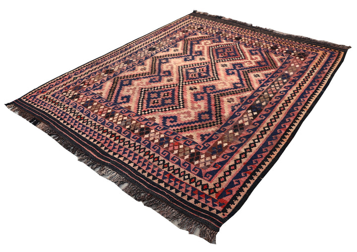 6'x8' Vintage Afghan Maimana Kilim | Earthtone Kilim Rug