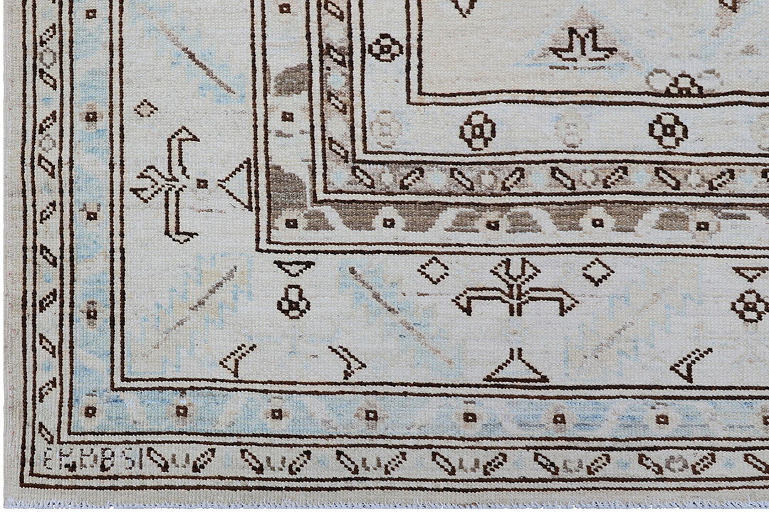 6'x9' Afghan Hand-Knotted Rug | Earth Tone Wool | Geometric Rug