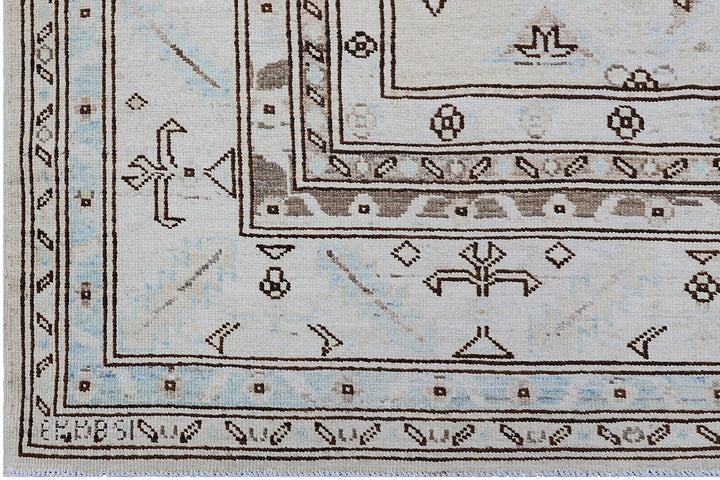 6'x9' Afghan Hand-Knotted Rug | Earth Tone Wool | Geometric Rug