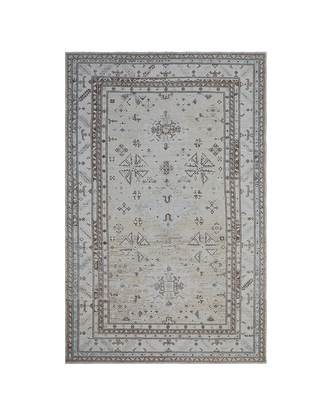 6'x9' Afghan Hand-Knotted Rug | Earth Tone Wool | Geometric Rug