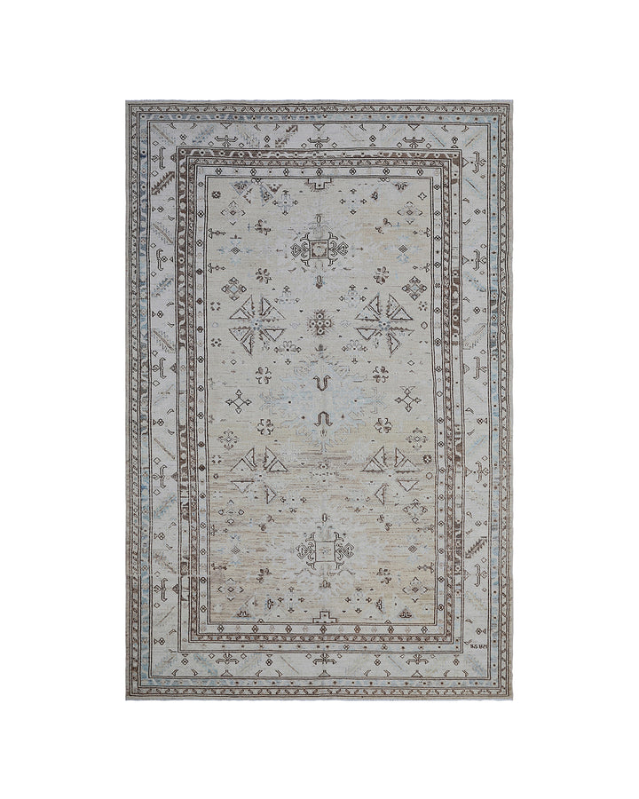 6'x9' Afghan Hand-Knotted Rug | Earth Tone Wool | Geometric Rug