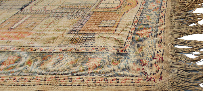 6'x9' Antique Turkish Silk Rug | Unusual Turkish Pictural Rug