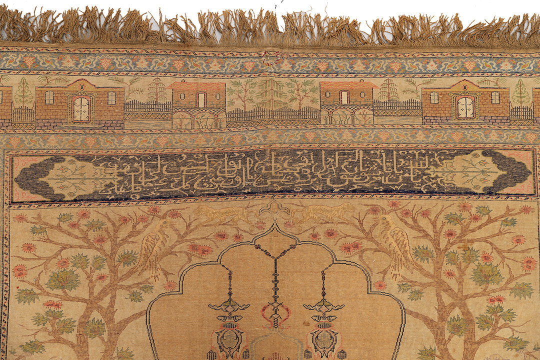 6'x9' Antique Turkish Silk Rug | Unusual Turkish Pictural Rug