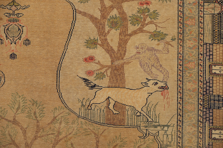 6'x9' Antique Turkish Silk Rug | Unusual Turkish Pictural Rug