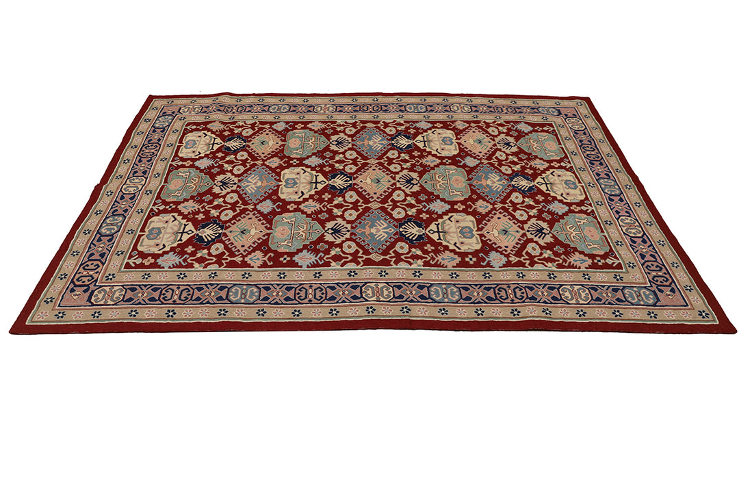 Decorative rug with intricate patterns on a white background