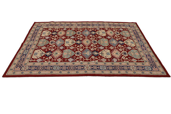 Decorative rug with intricate patterns on a white background