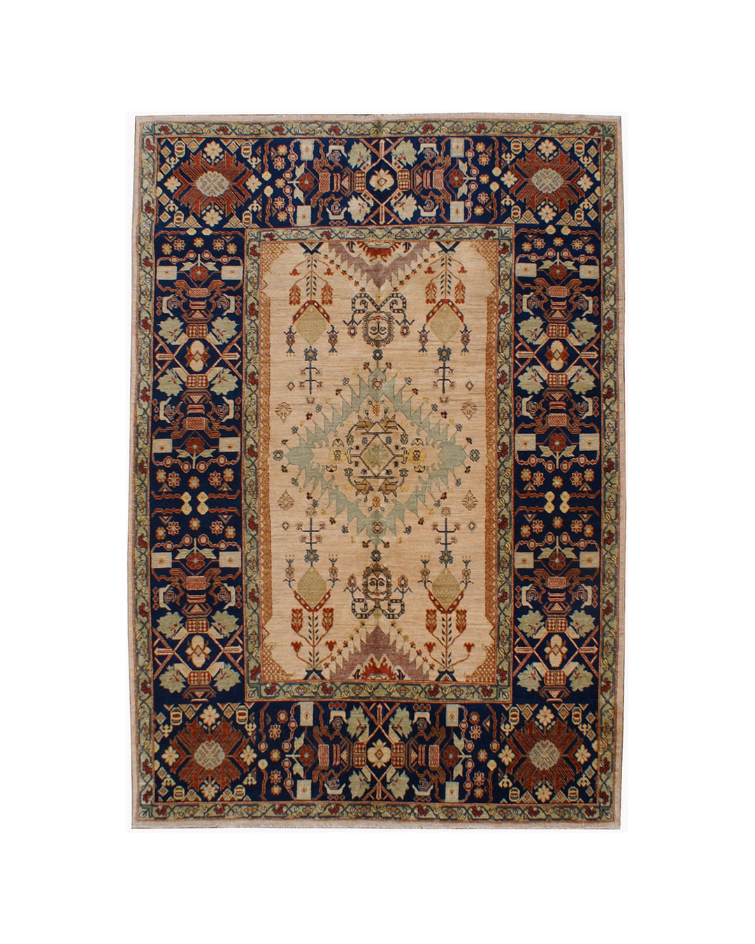 6x9 Ariana Farahan Navy and Ivory Traditional Rug