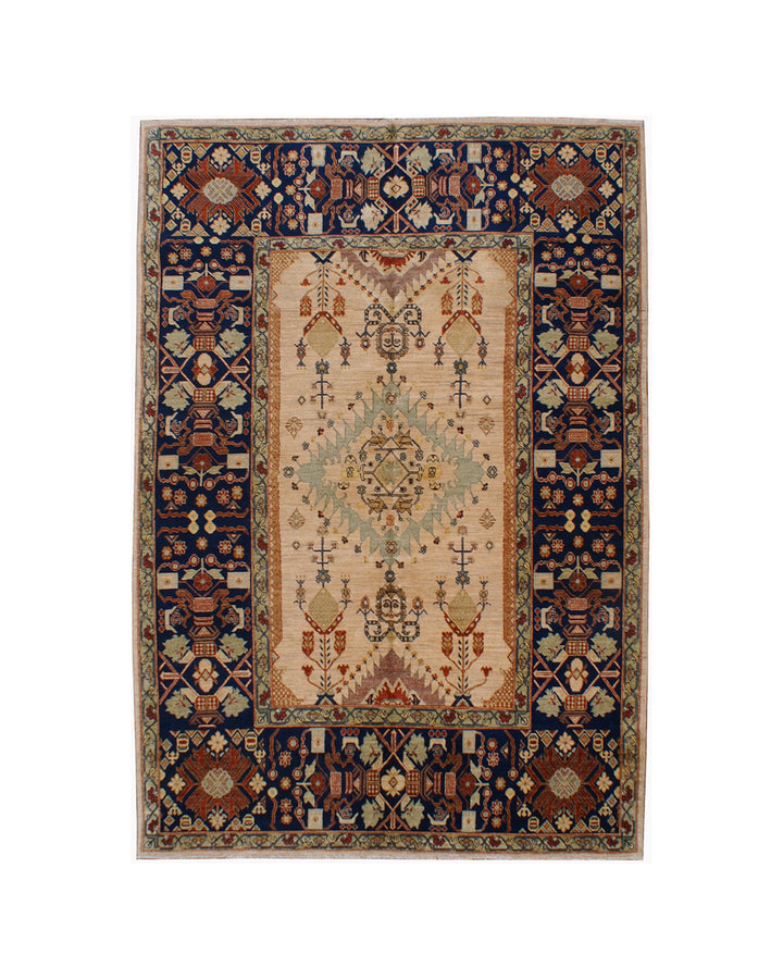 6x9 Ariana Farahan Navy and Ivory Traditional Rug