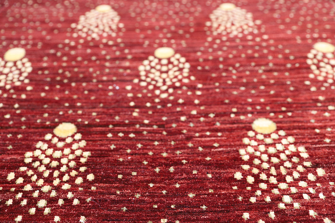 6'x9' Red Wool Rug | Shooting Star | Hand-knotted Rug