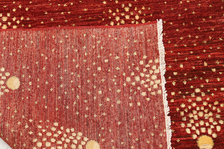 6'x9' Red Wool Rug | Shooting Star | Hand-knotted Rug