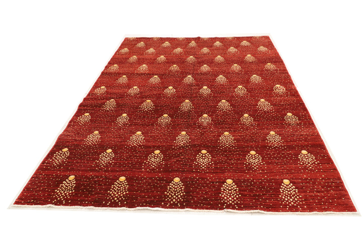 6'x9' Red Wool Rug | Shooting Star | Hand-knotted Rug
