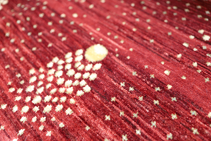 6'x9' Red Wool Rug | Shooting Star | Hand-knotted Rug