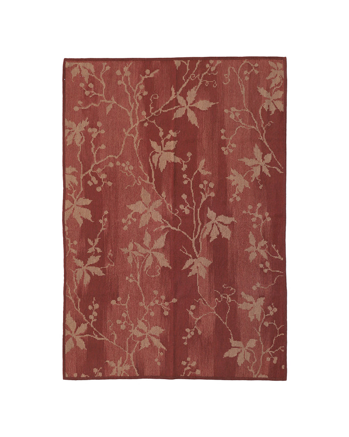 6'x9' Contemporary Kilim Rug | Terracotta | Floral Aubusson Rug