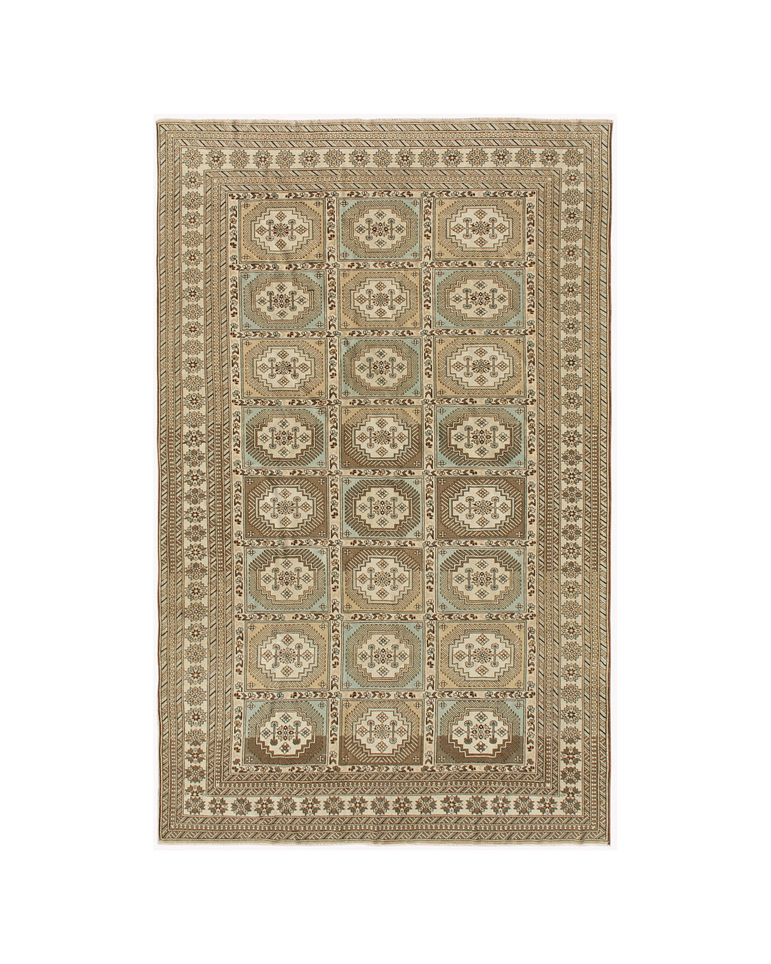 6'x9' Luxury Afghan Hand-Knotted Rug | Gold & Blue Caucasian Design | Ariana Rugs
