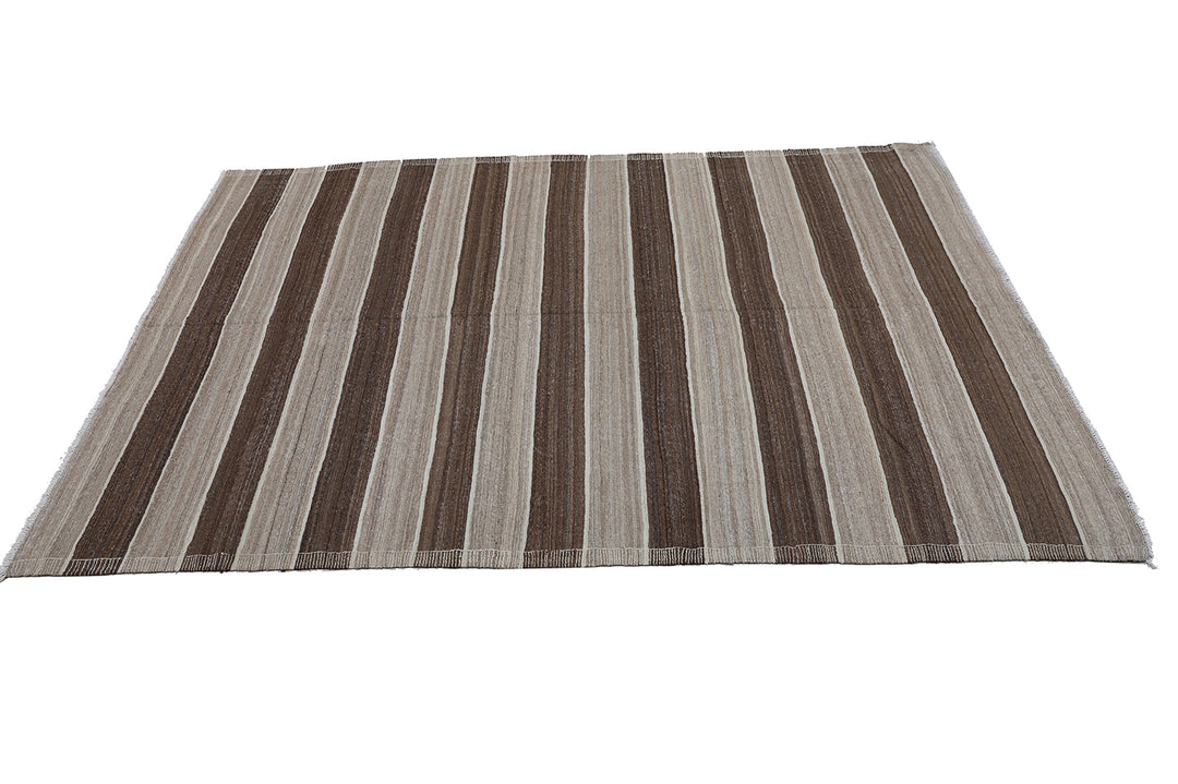 6'x9' Modern Tribal Kilim Rug – Handwoven | Organic Wool | Thin Flatweave