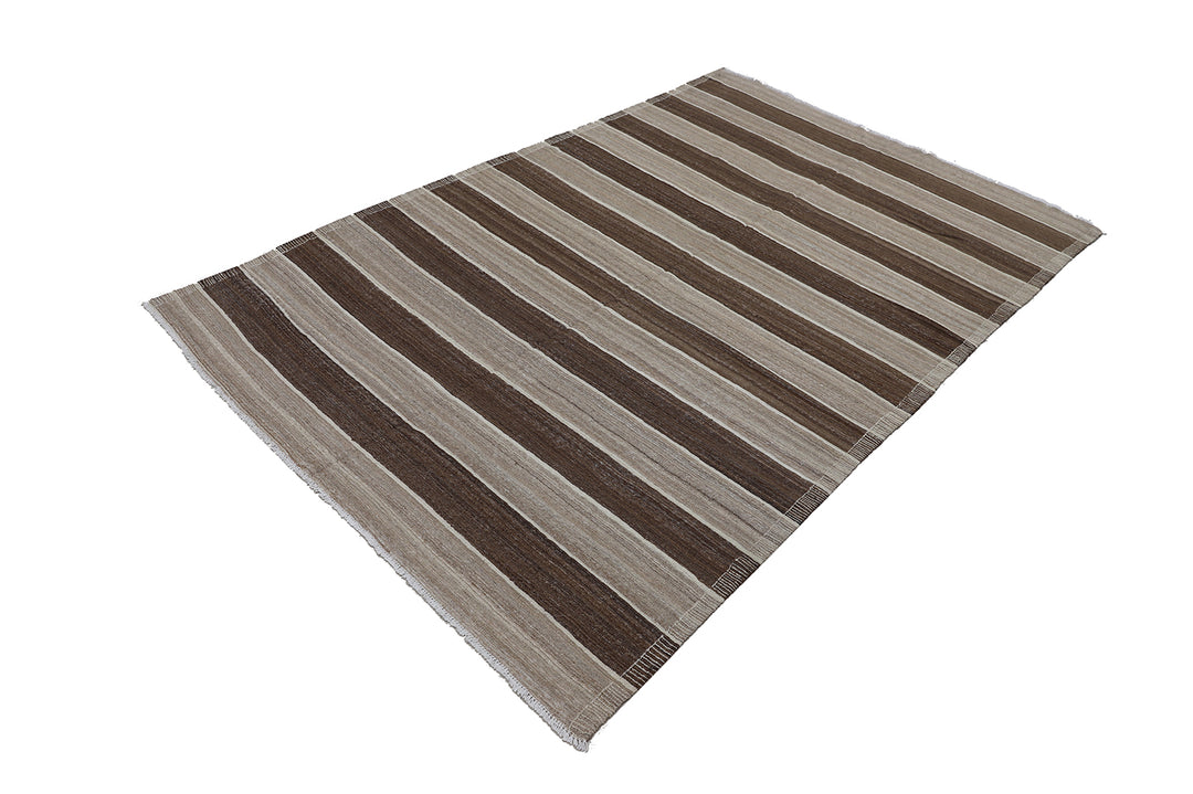 6'x9' Modern Tribal Kilim Rug – Handwoven | Organic Wool | Thin Flatweave