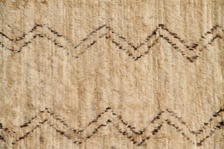 6'x9' Shag Rug | Moroccan | Beige & Brown | Barchi Wool Area Rug
