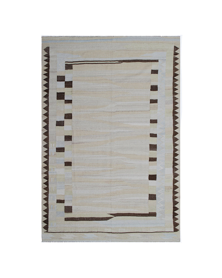 Authentic Ariana Wool Kilim - Earth Tone Striped Design