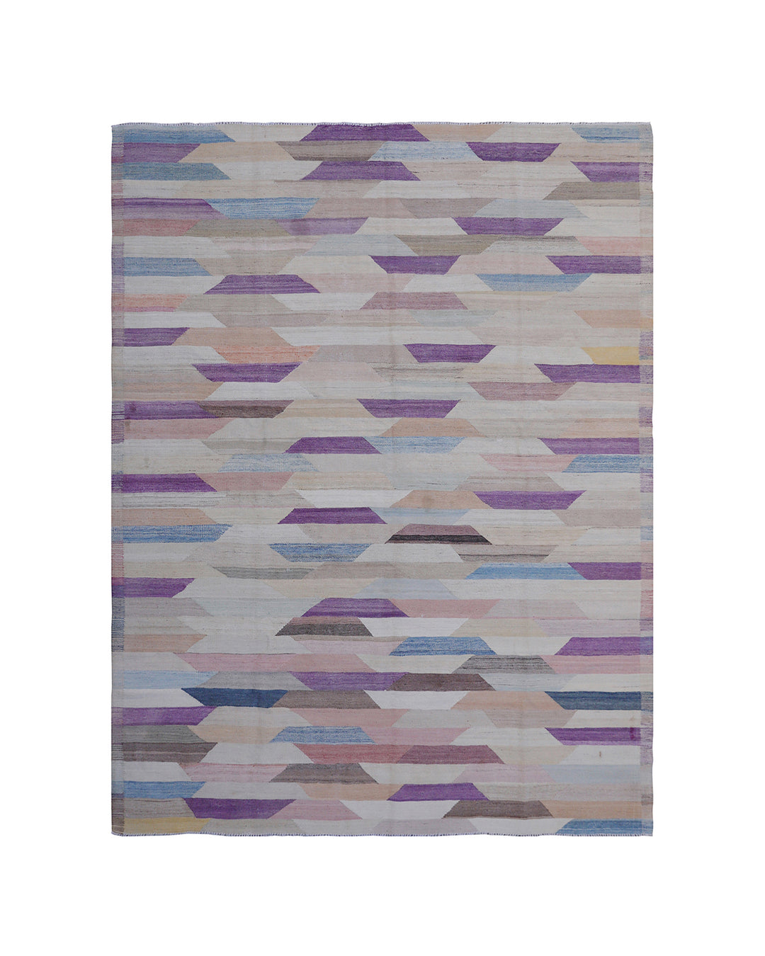 6'x9' Blue & Purple Geometric Kilim Rug | Trapezoid Design Ariana Kilim