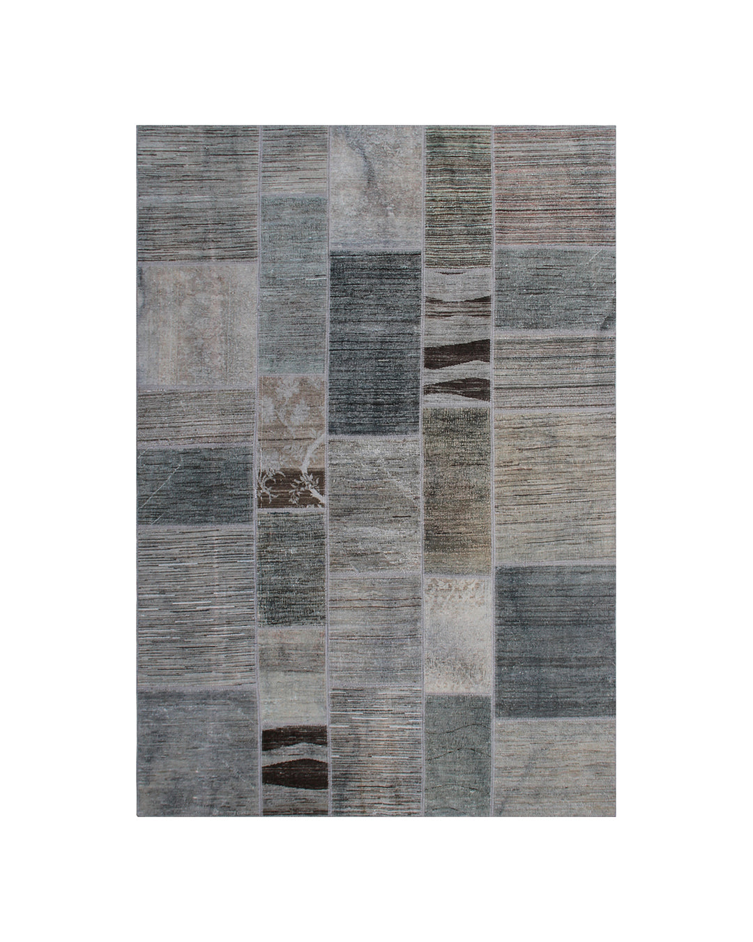 7' x 10' Grey Rug | Checkered Ariana Patchwork Rug