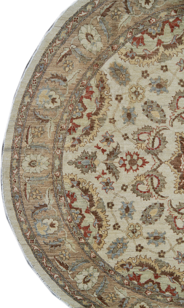 7' x 7' Round Persian Design Ariana Traditional Wool Rug
