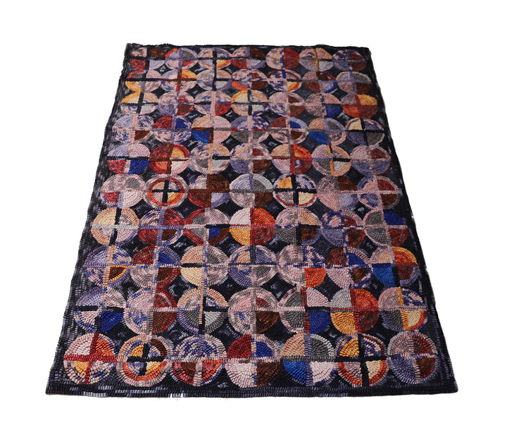 3'x5' Colorful New Hook Rug | Small Geometric Area Rug