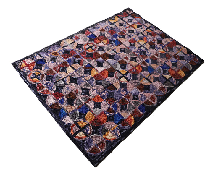 3'x5' Colorful New Hook Rug | Small Geometric Area Rug
