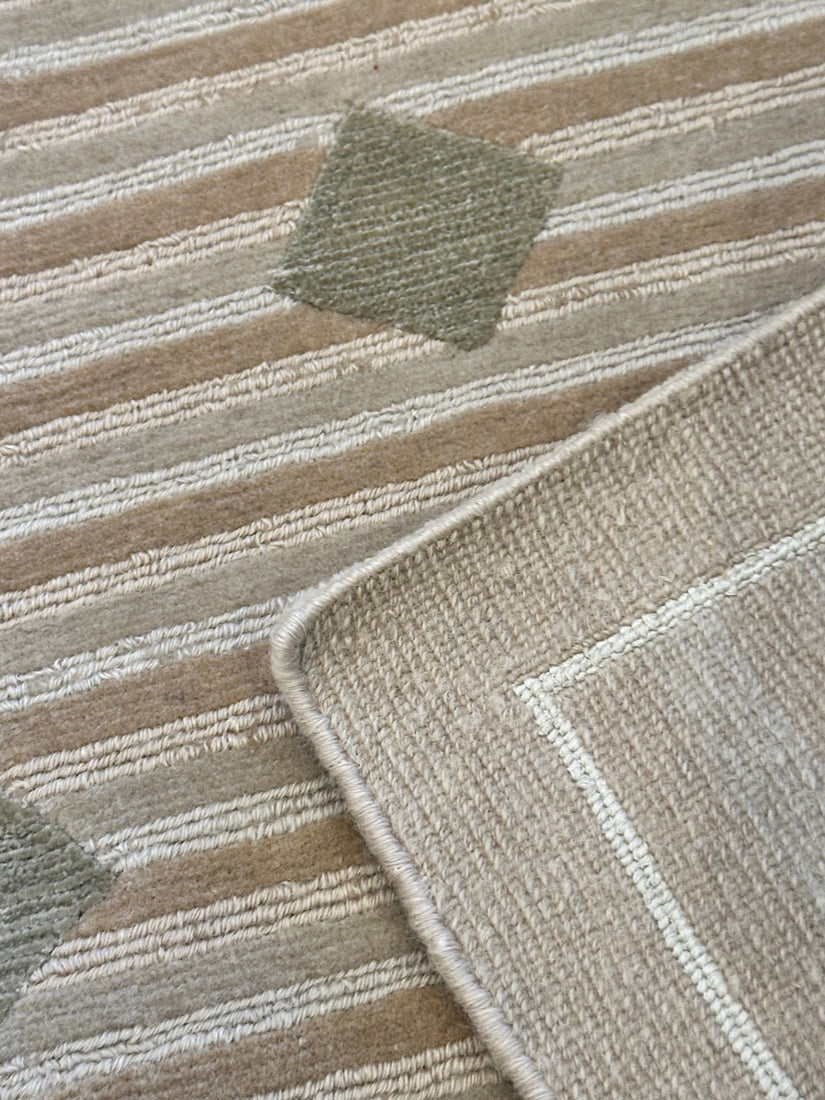 6' x 9' Wool & Silk Tibetan Geometric Rug Hand-Woven Modern Rug