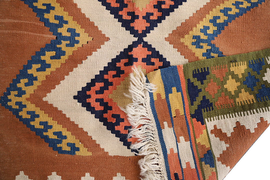 Persian Kilim | Handwoven 100% Wool Colorful Geometric Rug 3'x5'