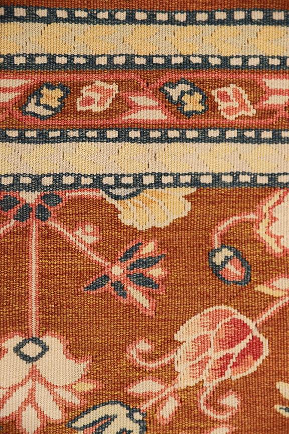 4'x6' Contemporary Kilim – Handwoven 100% Wool Floral Rug in Rich Brown Tones