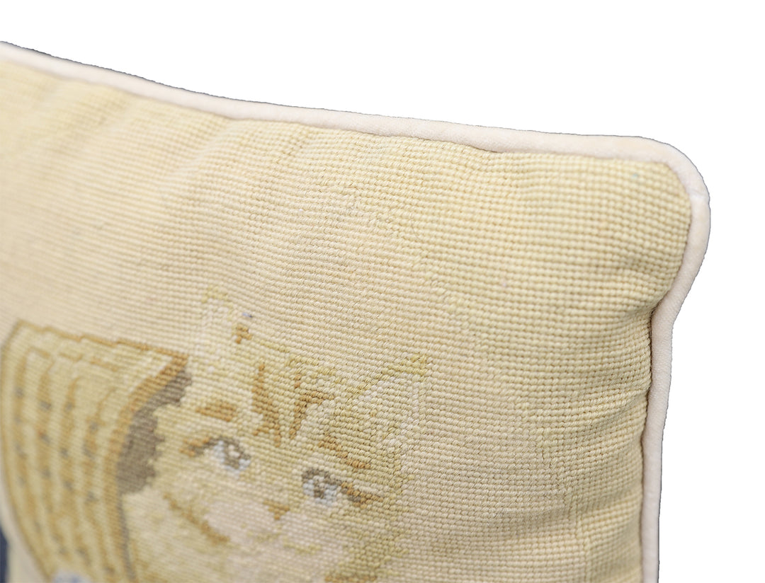 10"x10" Pictorial Hand Embroidered Little Cat Pillowcase