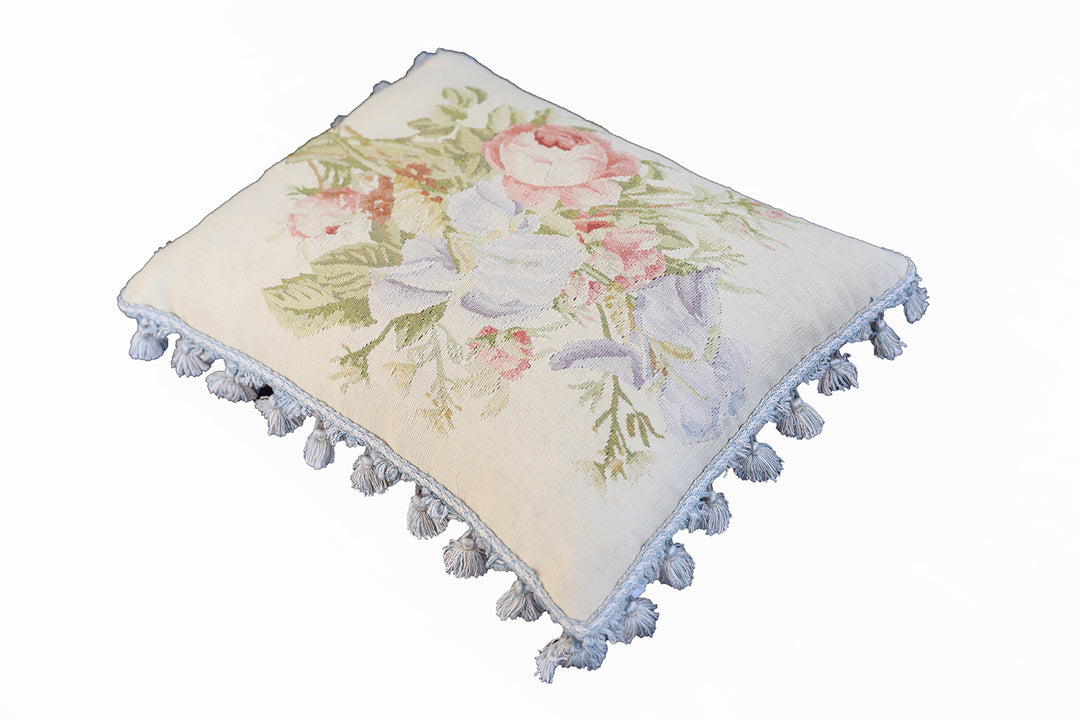 18"x22" Cream and Pink Floral Aubusson Decor Pillowcase