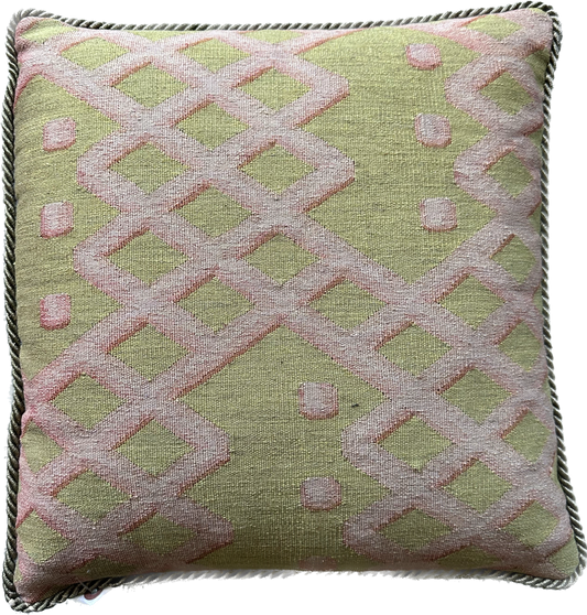18"x18" Geometric Contemporary Hand Woven Aubusson Pillow Case