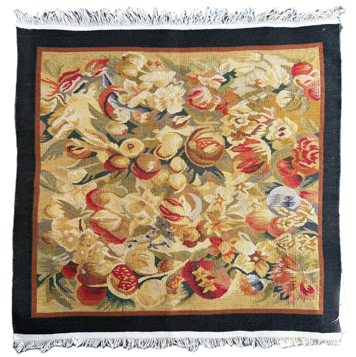 Luxury Silk & Wool Handwoven Tapestry - 16"x17" Aubusson Weave
