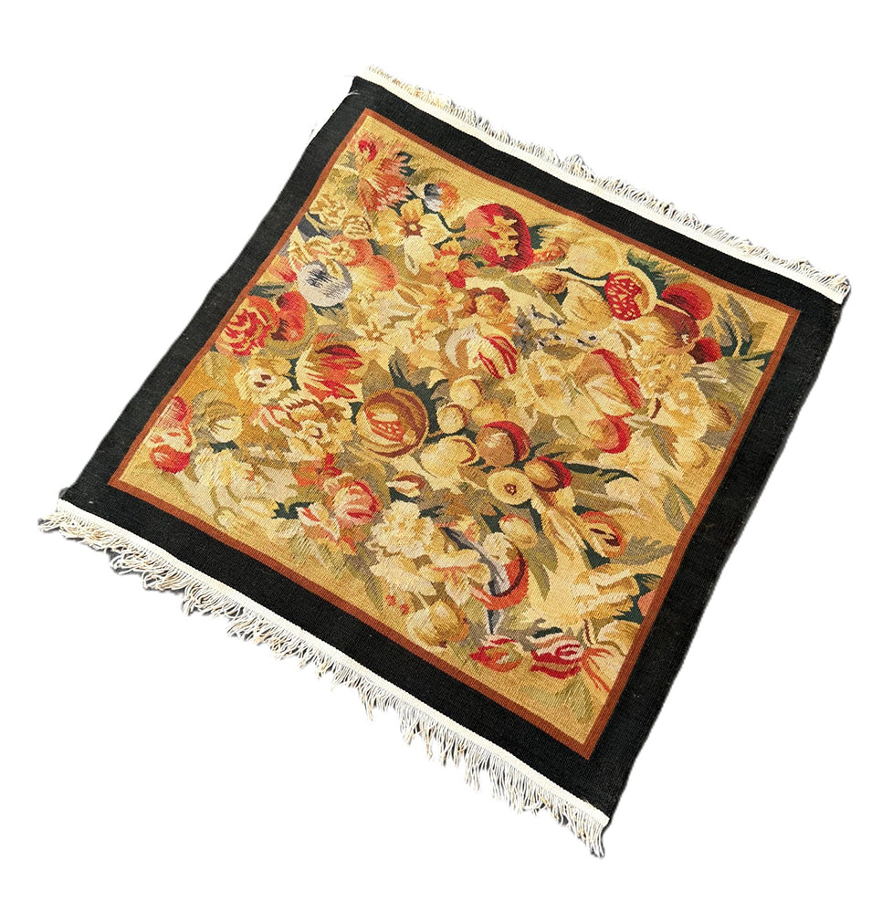 Luxury Silk & Wool Handwoven Tapestry - 16"x17" Aubusson Weave