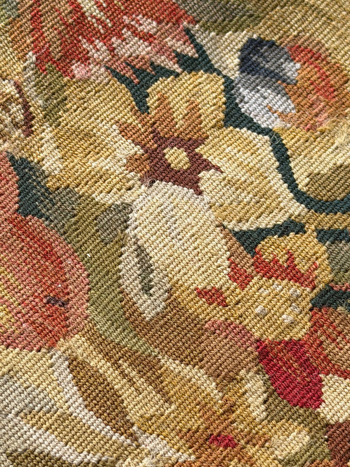 Luxury Silk & Wool Handwoven Tapestry - 16"x17" Aubusson Weave