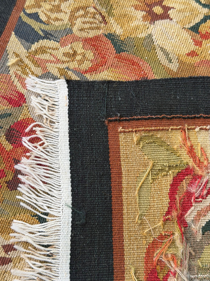 Luxury Silk & Wool Handwoven Tapestry - 16"x17" Aubusson Weave