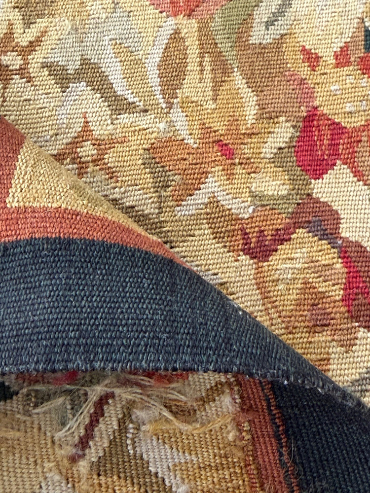 Luxury Silk & Wool Handwoven Tapestry - 16"x17" Aubusson Weave
