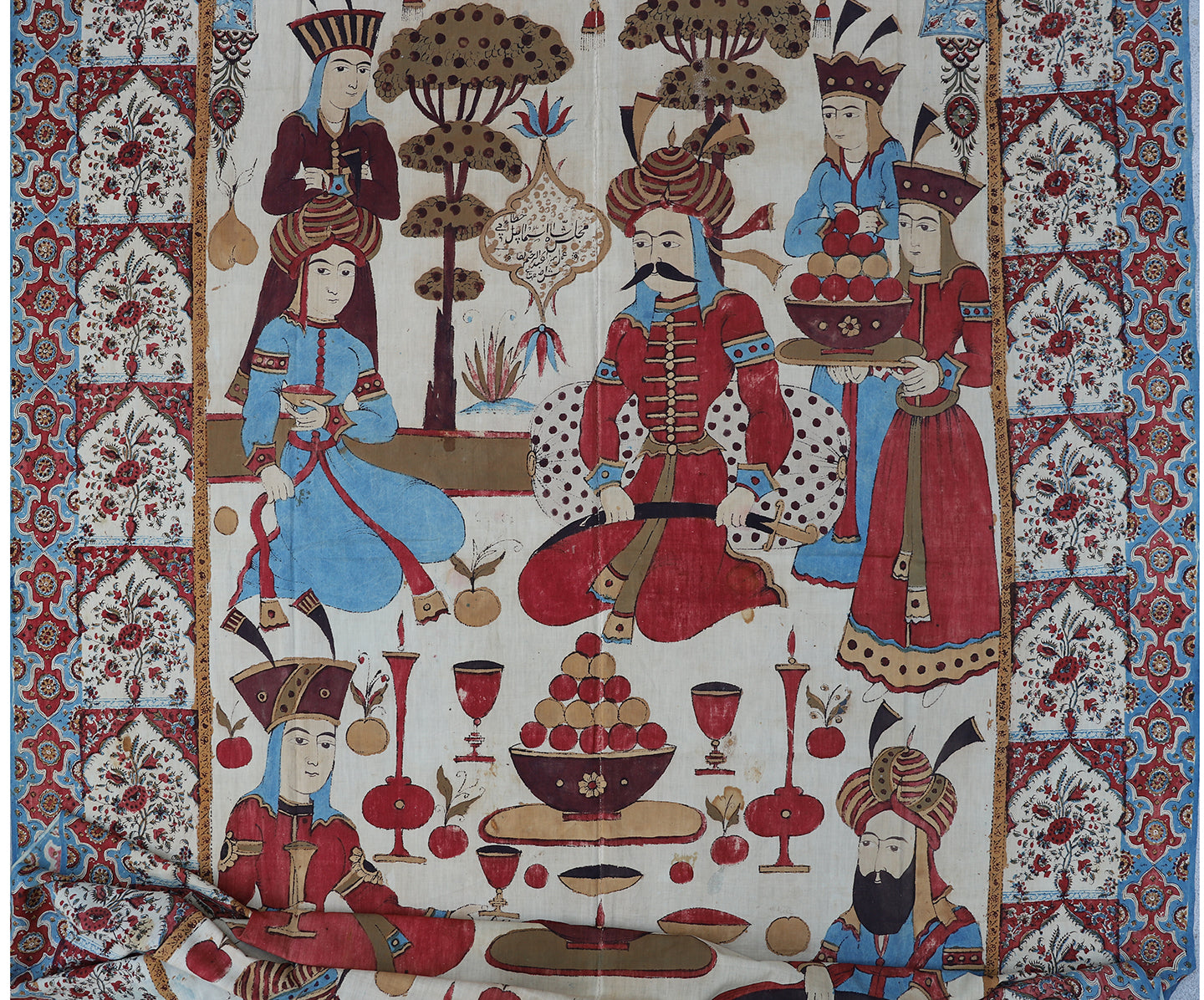 5'x10' Persian Isfahan Qalamkar Painting on Cotton