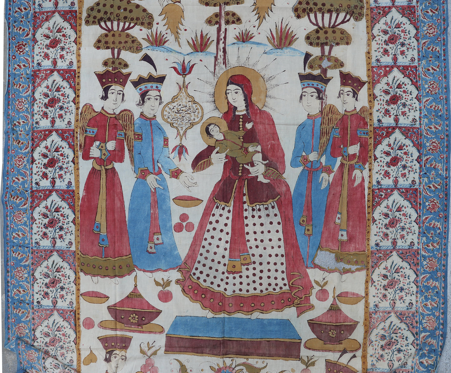 5'x10' Hand Painted Isfahan Kalamkar Persia 19th. Century