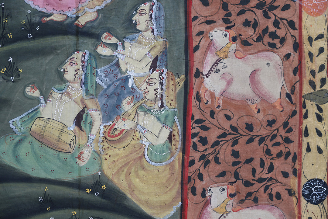 ANTIQUE PICHWAI PAINTING ON CLOTH FROM NATHDWARA RAJASTHAN