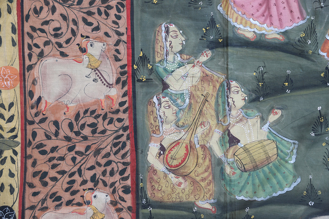 ANTIQUE PICHWAI PAINTING ON CLOTH FROM NATHDWARA RAJASTHAN